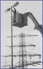 Okt. 1973 - Montage der Beleuchtungauf  der Köhlbrand-Hochbrücke (HEW Sammelschiene 1973)